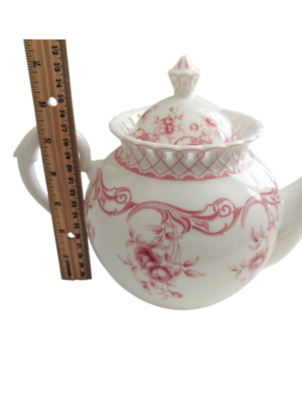 Gracie China Coastline Imports Pink Vine Floral Teapot Bone China Like New - Picture 12 of 14